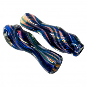 3" Silver Fumed Twisted Rod & Dicro Line Chillum Hand Pipe - (Pack of 2) [RKP279]